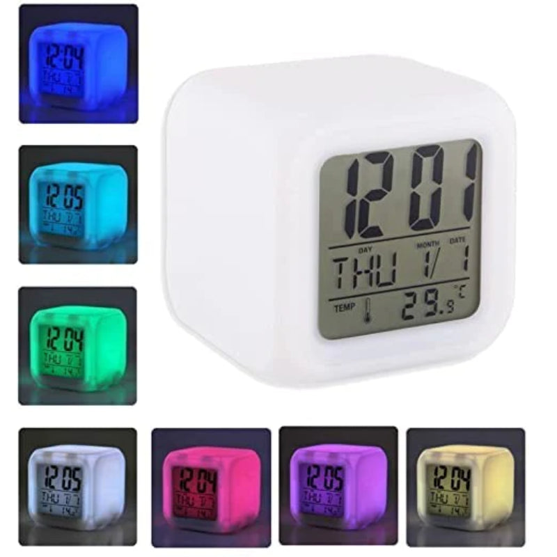 Multi-Functional Dice LED Clock with Color Changing Digital Display