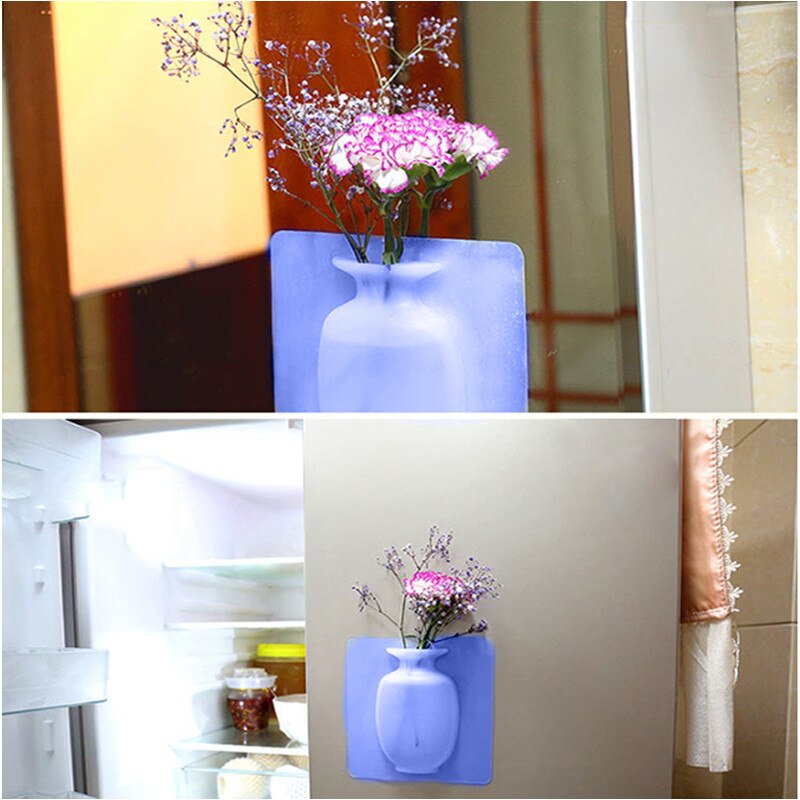 4PCs Sticky Wall-Mounted Vase Set for Decorative Flower Display