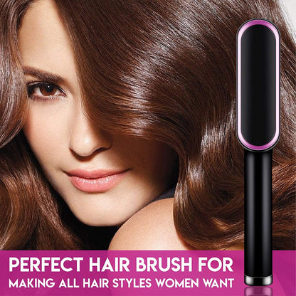 2-in-1 Ionic Straightening Brush with 3 heat levels & anti-scald comb.