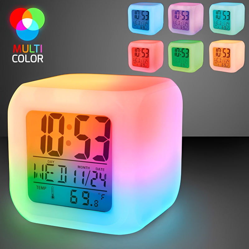 Multi-Functional Dice LED Clock with Color Changing Digital Display